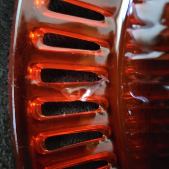 Vtg US Glass Tiffin #8076 Tangerine Amberina Open Work Ribbon Console Bowl *Read - Picture 10 of 13